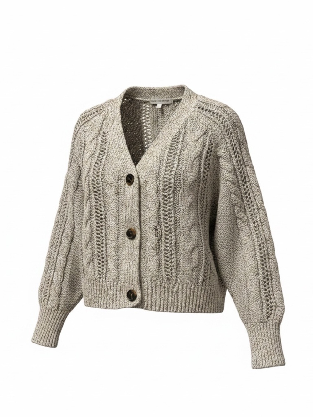 Cupcakes and Cashmere y2k breezy flowy Cable Knit Chunky Button Cardigan Large